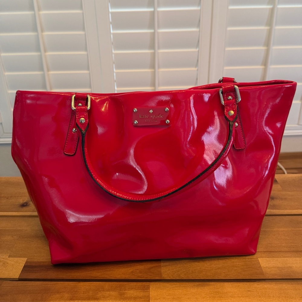 Kate Spade Glossy Leather Red Tote Bag